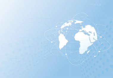 Genel ağ bağlantısı. Küresel iş dünyasının dünya haritası ve kompozisyon kavramı. Vektör İllüstrasyonu