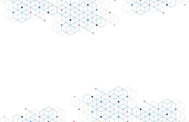 Abstract geometric boxes pattern dot line connection background. Modern technology with square mesh. Geometric on white background with lines. Cube cell. Vector illustration