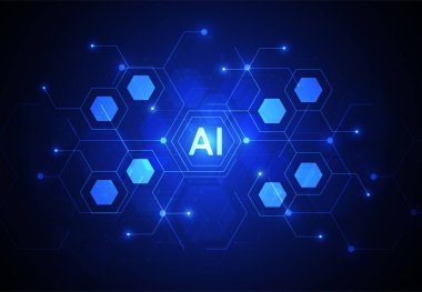 Artificial intelligence chipset on circuit board in futuristic concept technology artwork for web, banner, card, cover. Vector illustration