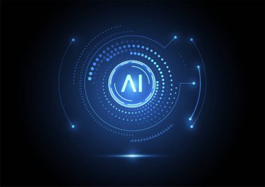 Artificial intelligence chipset on circuit board in futuristic concept technology artwork for web, banner, card, cover. Vector illustration