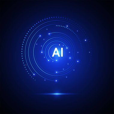 Yapay zeka devre çizgisi tarzı. Makine öğrenme tasarımı. Akıllı ağ dijital teknolojisi. Al. Vektör illüstrasyonu