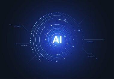 Artificial intelligence chipset on circuit board in futuristic concept technology artwork for web, banner, card, cover. Vector illustration