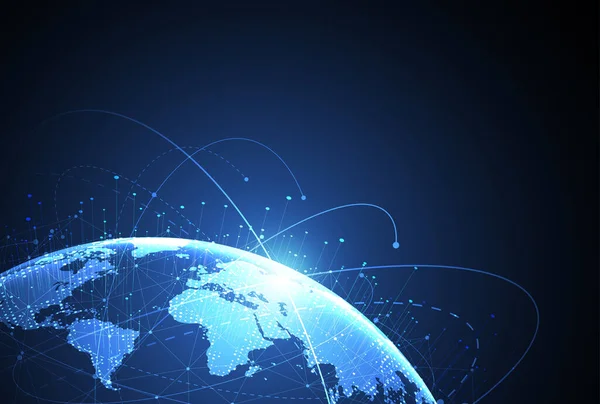 Genel ağ bağlantısı. Küresel iş dünyasının dünya haritası ve kompozisyon kavramı. Vektör İllüstrasyonu
