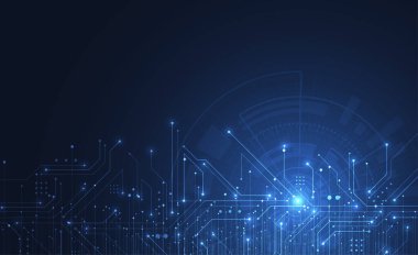 Abstract background with technology circuit board texture. Electronic motherboard illustration. Communication and engineering concept. Vector illustration