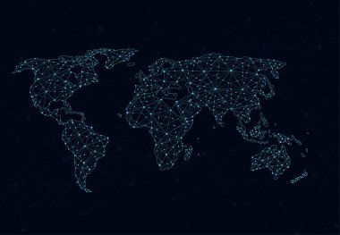 Genel ağ bağlantısı. Küresel iş dünyasının dünya haritası ve kompozisyon kavramı. Vektör İllüstrasyonu