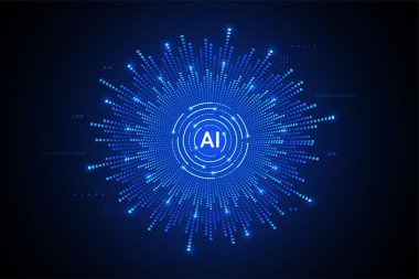 Artificial intelligence chipset on circuit board in futuristic concept technology artwork for web, banner, card, cover. Vector illustration