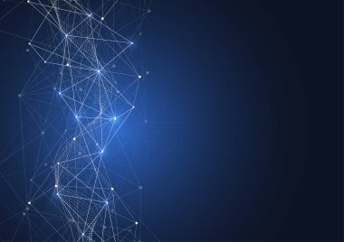 Abstract science template. Technology lines and dots connection background. Wallpaper or banner with a DNA molecules. Vector illustration