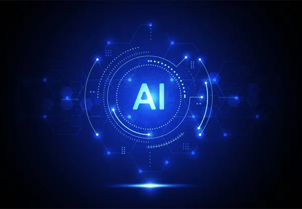 Artificial intelligence chipset on circuit board in futuristic concept technology artwork for web, banner, card, cover. Vector illustration