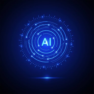 Artificial intelligence circuit line style. Machine learning design. Smart network digital technology. AI. Vector illustration clipart