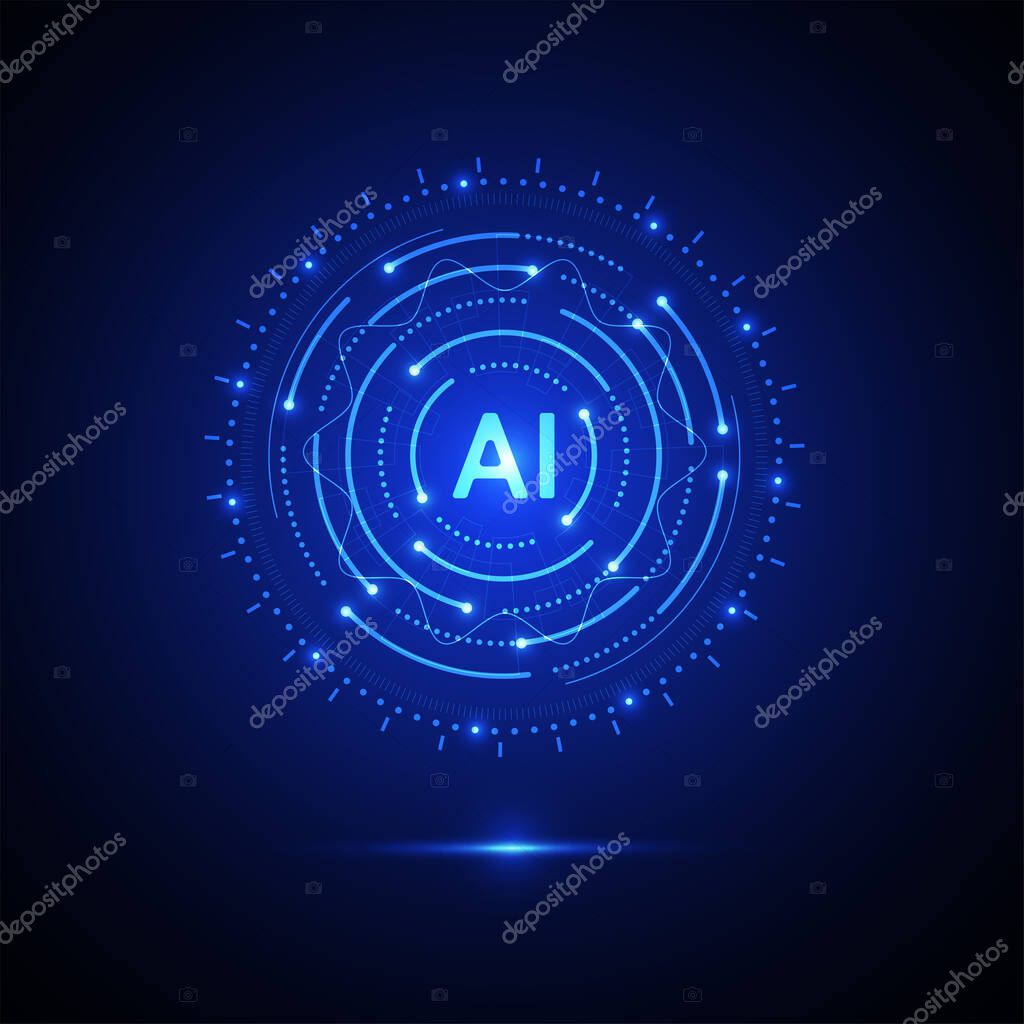 Artificial intelligence circuit line style. Machine learning design. Smart network digital technology. AI. Vector illustration