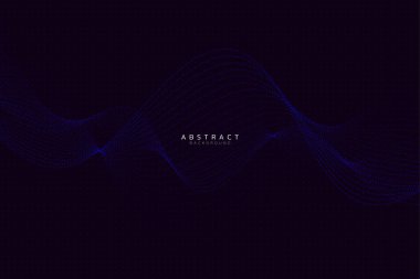 Akan eğri parçacıkları ile soyut arkaplan. Modern noktalar desen tasarım elementi. Gelecekçi teknoloji konsepti. Vektör illüstrasyonu