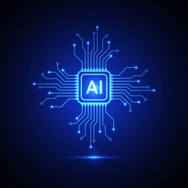 Yapay zeka devre çizgisi tarzı. Makine öğrenme tasarımı. Akıllı ağ dijital teknolojisi. Al. Vektör illüstrasyonu