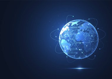 Finansal konseptte grafik ile küresel ağ bağlantısı. Dünya haritası ve Küresel İş. Vektör İllüstrasyonu
