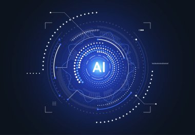 Artificial intelligence chipset on circuit board in futuristic concept technology artwork for web, banner, card, cover. Vector illustration