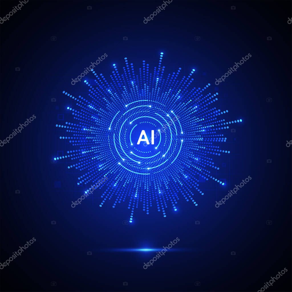 Artificial intelligence circuit line style. Machine learning design. Smart network digital technology. AI. Vector illustration