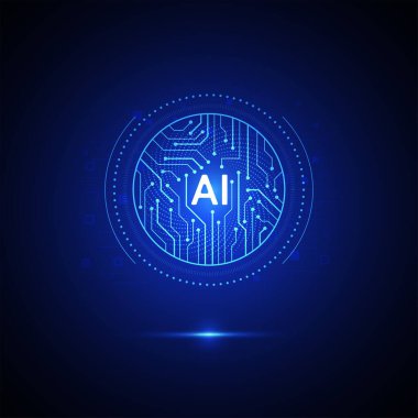 Yapay zeka devre çizgisi tarzı. Makine öğrenme tasarımı. Akıllı ağ dijital teknolojisi. Al. Vektör illüstrasyonu