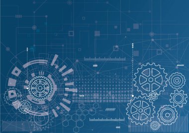 Abstract gear wheel mechanism background. Machine technology. Vector illustration