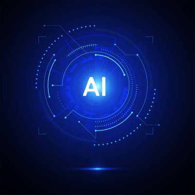 Yapay zeka devre çizgisi tarzı. Makine öğrenme tasarımı. Akıllı ağ dijital teknolojisi. Al. Vektör illüstrasyonu