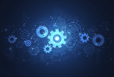 Abstract gear wheel mechanism background. Machine technology. Vector illustration