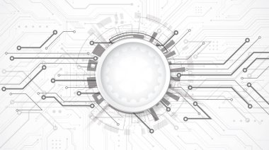 Teknoloji nokta ve çizgi devre kartı desenli soyut 3D tasarım arka planı. Modern mühendislik, fütüristik, bilim iletişimi kavramı. Vektör illüstrasyonu
