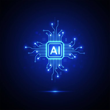 Yapay zeka devre çizgisi tarzı. Makine öğrenme tasarımı. Akıllı ağ dijital teknolojisi. Al. Vektör illüstrasyonu