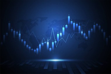 Business candle stick graph chart of stock market investment trading on white background design. Bullish point, Trend of graph. Vector illustration