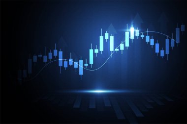 Business candle stick graph chart of stock market investment trading on white background design. Bullish point, Trend of graph. Vector illustration