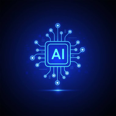 Yapay zeka devre çizgisi tarzı. Makine öğrenme tasarımı. Akıllı ağ dijital teknolojisi. Al. Vektör illüstrasyonu