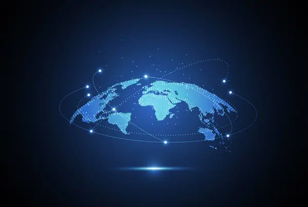 Глобальное Сетевое Соединение Концепция Мировой Карты Точек Линий Глобального Бизнеса Стоковая Иллюстрация