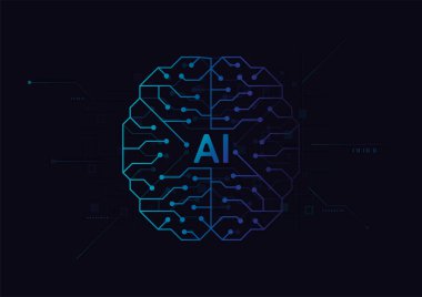 Artificial intelligence chipset on circuit board in futuristic concept technology artwork for web, banner, card, cover. Vector illustration