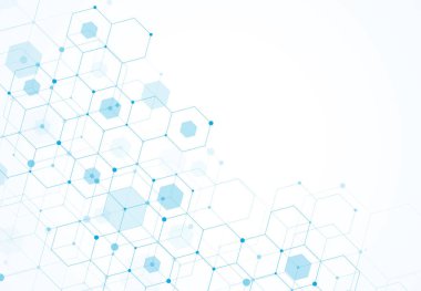 Abstract hexagonal molecular structures in technology background and science style. Medical design. Vector illustration