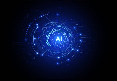 Artificial intelligence chipset on circuit board in futuristic concept technology artwork for web, banner, card, cover. Vector illustration
