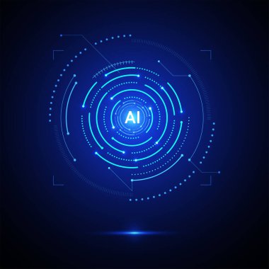 Yapay zeka devre çizgisi tarzı. Makine öğrenme tasarımı. Akıllı ağ dijital teknolojisi. Al. Vektör illüstrasyonu