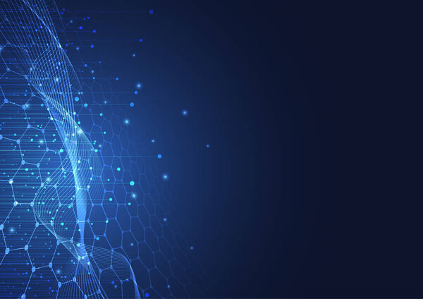 Big data visualization. Abstract technology innovation communication concept digital blue design background. Vector illustration