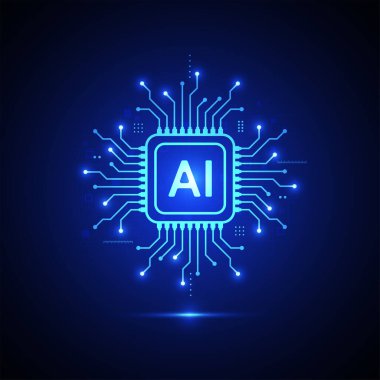 Yapay zeka devre çizgisi tarzı. Makine öğrenme tasarımı. Akıllı ağ dijital teknolojisi. Al. Vektör illüstrasyonu