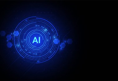 Artificial intelligence chipset on circuit board in futuristic concept technology artwork for web, banner, card, cover. Vector illustration