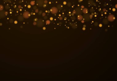 Arka planda Bokeh ile izole edilmiş altın parıltı dokusu. Parçacık rengi Kutlama. Konfeti tasarımının altın patlaması. Vektör illüstrasyonu