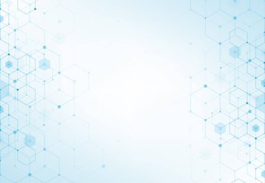 Abstract hexagonal molecular structures in technology background and science style. Medical design. Vector illustration