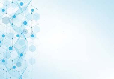 Abstract hexagonal molecular structures in technology background and science style. Medical design. Vector illustration