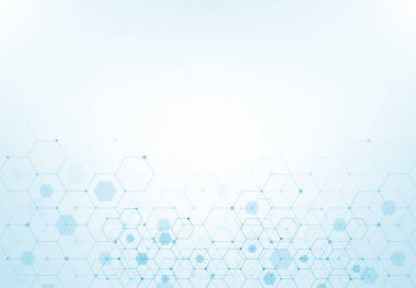 Abstract hexagonal molecular structures in technology background and science style. Medical design. Vector illustration