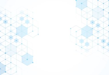 Abstract hexagonal molecular structures in technology background and science style. Medical design. Vector illustration