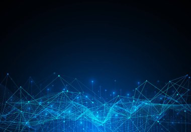 Soyut teknoloji dalga devre kartı arka planı. Yapay zeka elektronik tasarımı. İletişim ve mühendislik konsepti. Vektör illüstrasyonu