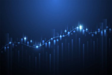 Business candle stick graph chart of stock market investment trading on white background design. Bullish point, Trend of graph. Vector illustration