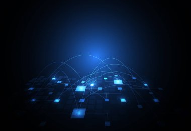 Blockchain dijital teknoloji tasarım konsepti. Merkezi olmayan ağ. Büyük veri tasarımı. Vektör illüstrasyonu