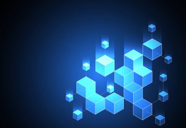 Soyut engelleme dijital teknoloji konsepti. Büyük veri tasarımı. Vektör illüstrasyonu