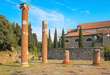Ancient columns of San Giusto near Paleochristian basilica of Trieste, Friuli-Venezia Giulia, Italy. High quality photo clipart
