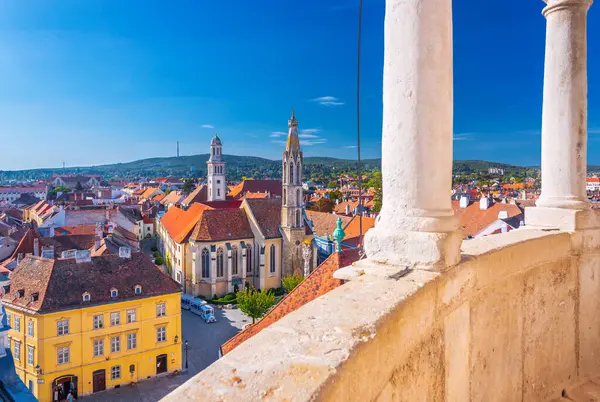 Een Panoramisch Uitzicht Vanaf Het Balkon Van Vuurtoren Van Sopron — Stockfoto