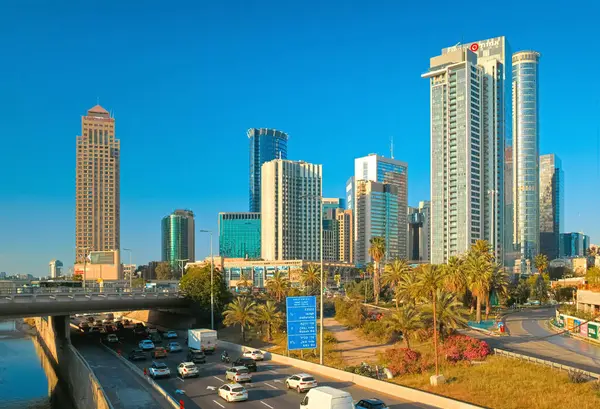 Tel Aviv Yafo Israël Mei 2023 Stadsgezicht Met Wolkenkrabbers Het — Stockfoto