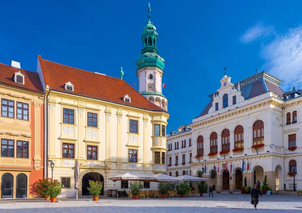 Sopron Hongarije Oktober 2023 Zicht Vuurtoren Het Stadhuis Het Centrale — Stockfoto