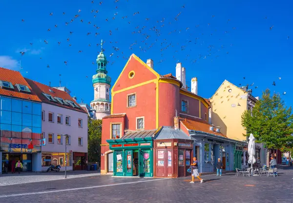 Sopron Hongarije Oktober 2023 Zicht Oude Kleurrijke Historische Huizen Vintage — Stockfoto